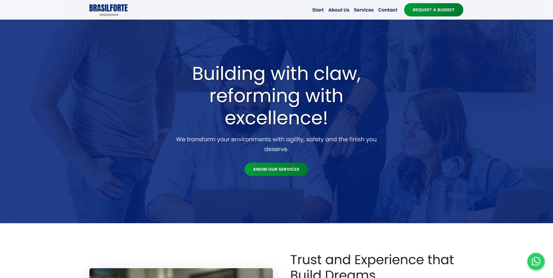 Brasil Forte Engenharia — Institutional services landing page