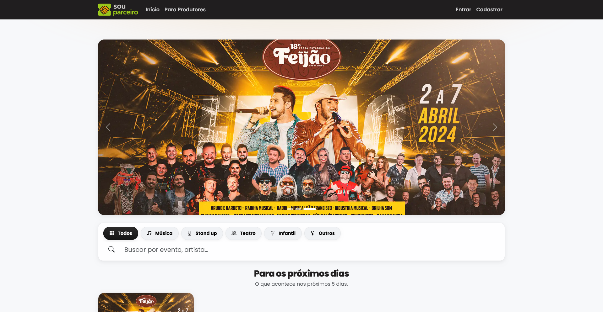 SouParceiro — Ticket sales platform